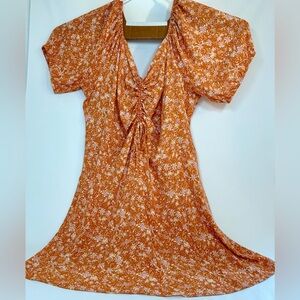 NWT Cotton On Curve Violet Puff Sleeve Tie Front Mini Dress